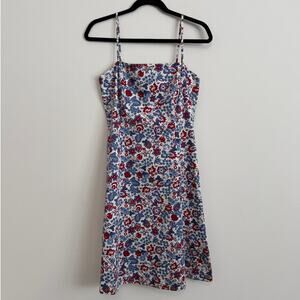 Floral Sundress Cotton Blue Red White Summer Picnic Ann Taylor Dress Size 2